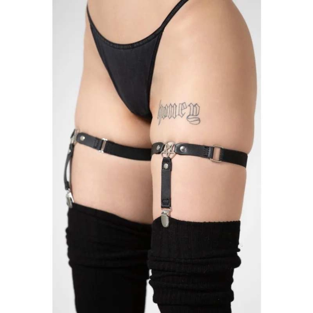 killstar star strapped leg‎ garters size 3xl-4xl